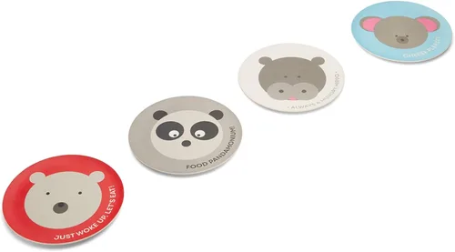 Vista 10 de Red Rover Juego de 4 platos infantiles de bambú de animales multicolor