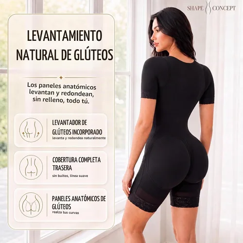 Vista 5 de SHAPE CONCEPT 387 Fajas Colombianas Moldeadoras Tummy Control Shapewear Mangas Beige