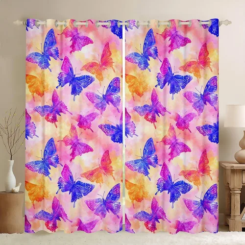 Vista 24 de Castle Fairy Daisy Florals Curtains for Living Room,Cartoon Wildflowers Window Drapes Bedroom Blackout,Retro Country Style Window Treatment Grommet