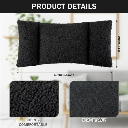 Vista 2 de Queekay - Almohada lumbar de forro polar de 3 secciones para silla de oficina, color negro Back Pillow for Back Support Comfortable Lumbar Cushion