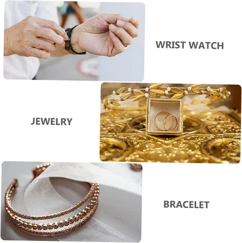 Vista 3 de Holibanna 80 piezas de brazaletes de almohada para reloj, pulseras caja de reloj de almohada, cojín de espuma, collar de cadena negra, aretes