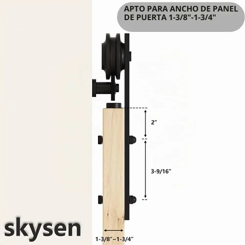 Vista 5 de skysen Juego de rodillos de hardware para puerta corrediza de granero negro