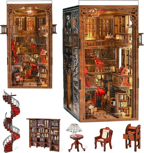 Vista 29 de MiniCity Aerospace Foundry DIY Book Nook Kit, Librero Inserto con LED Fundición aeroespacial