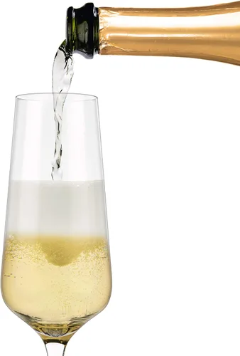 Vista 2 de Copas de copa de cristal de champán, juego de 4 copas de vino modernas y elegantes, sopladas a mano - Buenas para bodas, aniversarios, Navidad - 12