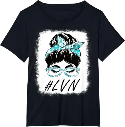 Vista 10 de LVN - Camiseta para mujer con licencia vocacional para enfermera, moño desordenado, Día Mundial de la Salud