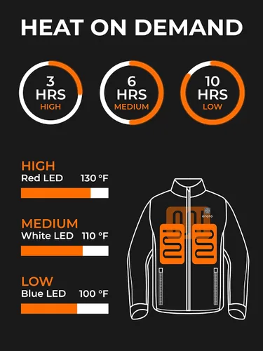 Vista 3 de ORORO Chaqueta de forro polar con cremallera completa para hombre con batería