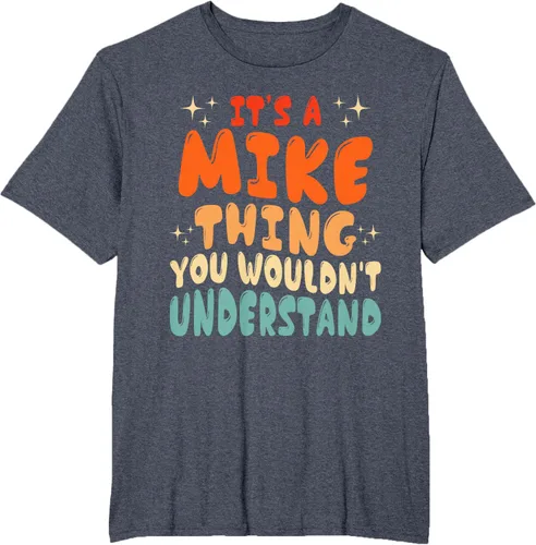 Vista 66 de Camiseta retro de los años 80 con texto en inglés "It's A Mike Thing You Wouldn't Understand", Negro