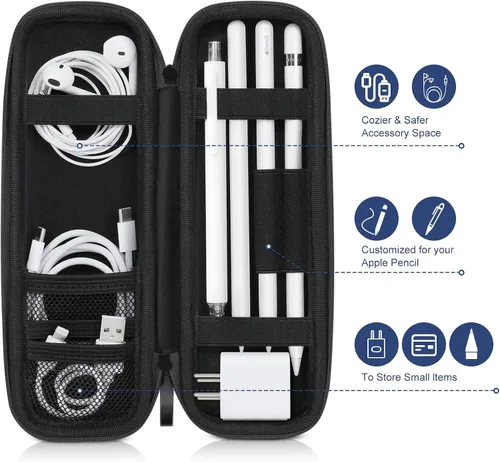 Vista 7 de DTTO Funda con soporte para Apple Pencil Pro/Pencil (1ª/2ª generación)/lápiz (USB-C), funda protectora rígida de piel sintética para accesorios