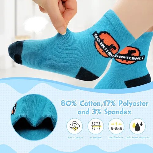 Vista 5 de 12 paquetes de calcetines antideslizantes para niños y bebés con agarre para niños de 1-7 años, calcetines de algodón de tripa para niños y niñas