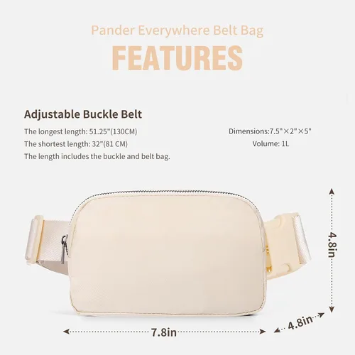Vista 5 de ZPN Mini riñonera cruzada para mujer y hombre, Cremoso