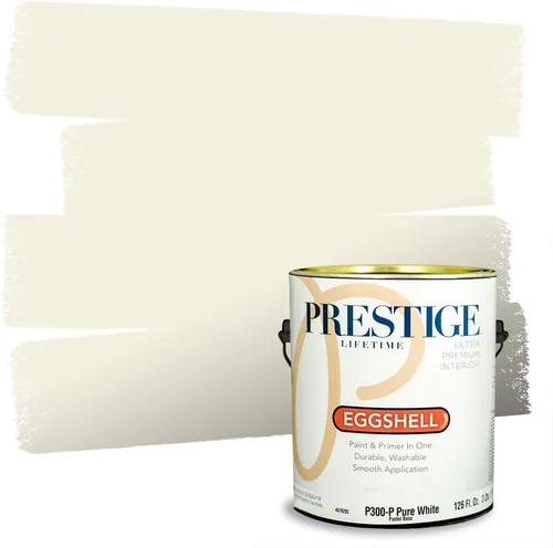 Vista 54 de PRESTIGE Pinturas de pintura exterior e imprimación en uno, 1 galón, plano, combinación comparable de Benjamin Moore* Manzanilla*
