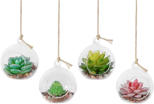 Vista 3 de Colgante de cristal terrario globo luz titular de vela hogar suculentas florero suspensión