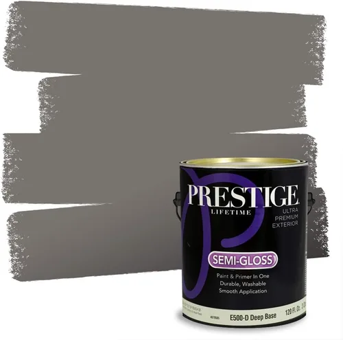 Vista 45 de PRESTIGE Pinturas Pintura Exterior e Imprimación en Uno, 1 Galón, Mate, Combinación Comparable de Sherwin Williams* Black Magic* SW6991-PCM