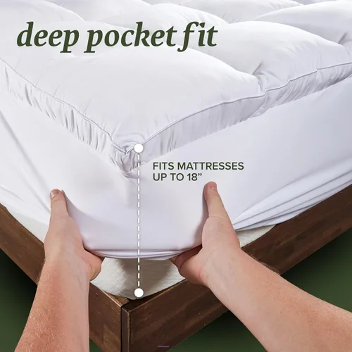 Vista 3 de Beckham Hotel Collection Cubrecolchón híbrido de tamaño individual (extra acolchado) y protector - Funda de colchón acolchada impermeable