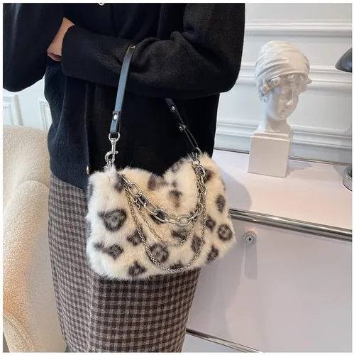 Vista 7 de Bolso cruzado de hombro con estampado de leopardo 2022 con cadena de moda con un solo hombro para axila, bolso Y2K