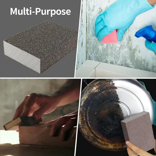 Vista 6 de Esponja de lija de grano 120, lavable y reutilizable, kit de bloque de lijado, esponja de papel de lija para madera, metal, paneles de yeso