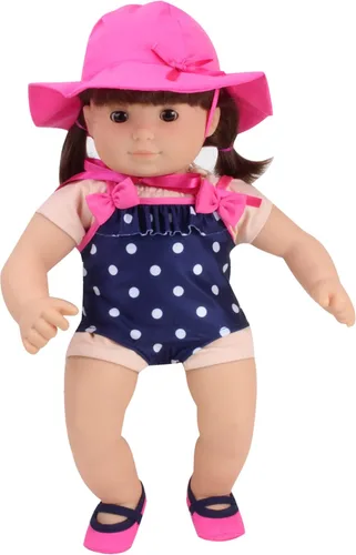 Vista 3 de Sophia's Conjunto de traje de baño de lunares para muñecas de 15 pulgadas, azul marino/rosa