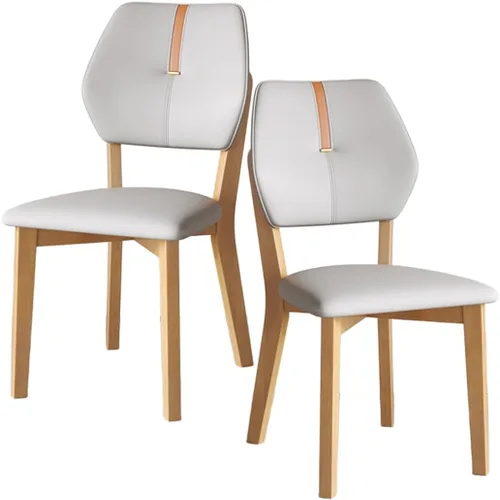 Vista 19 de YVYKFZD Solid Wood Dining Chairs Set, Leather Dining Room Chair, Armless Kitchen Chairs with Back, Upholstered Living Room Chair, for Bedroom Dark