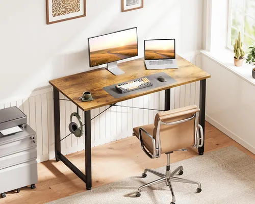Vista 6 de Casaottima Escritorio de computadora pequeño de 40 pulgadas para oficina en casa, mesa de estudio para espacios pequeños, escritorio simple