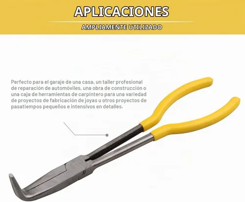 Vista 7 de Alicates de Punta Larga de Alcance Largo, Alicates de Punta Curva de 90 Grados de 11 Pulgadas para Mecánicos, Técnicos o Reparaciones Domésticas