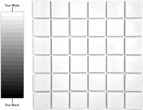 Vista 3 de Tenedos - Mosaico cuadrado de porcelana blanca de 2 pulgadas (tamaño exacto de 1-15/16 pulgadas), aspecto brillante, diseñado en Italia (12 x 12)