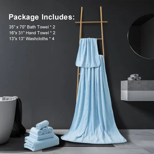 Vista 5 de Ferdilan Juego de 8 toallas de baño extra grandes, 2 toallas de baño de gran tamaño (35 x 70 pulgadas), 2 toallas de mano, 4 toallas para la cara