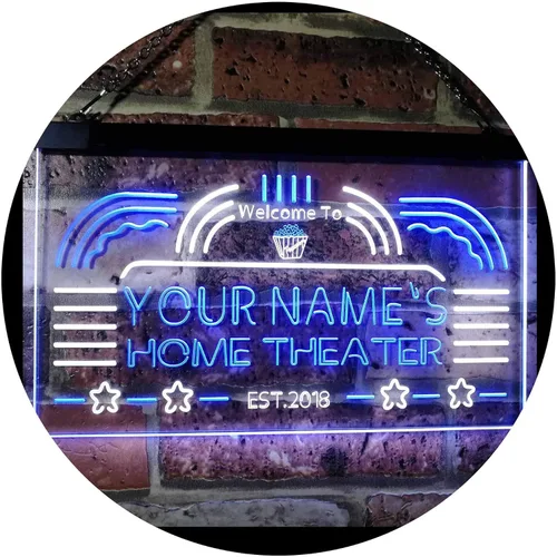 Vista 19 de ADVPRO Letrero de neón LED de un solo color personalizado para cine en casa, decoración de año establecido, 12 x 8.5 pulgadas, st4s32-ph1-tm-b Azul