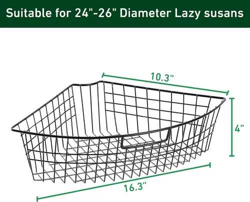 Vista 3 de Leeden Lazy Susan - Cesta organizadora para tocadiscos de 24 pulgadas de diámetro, contenedores de almacenamiento de metal (2 paquetes), organizador
