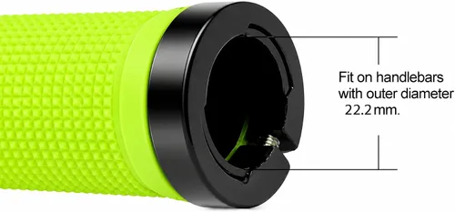 Vista 4 de PLATT - Puños de manillar de bicicleta con gomas de goma coloridas Puños de bicicleta cómodos para bicicletas BMX/MTB verde (Green+End Caps)