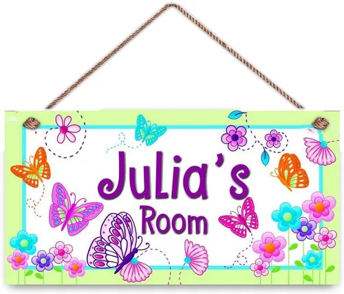 Vista 5 de Letrero para habitación de niños, helicóptero, azul, naranja, verde lima, para niños, letrero personalizado para puerta, dormitorio, guardería