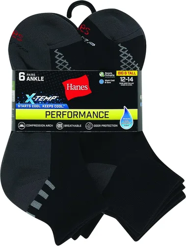 Vista 3 de Hanes X-Temp Performance - Calcetines tobilleros para hombre, paquete de 6