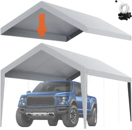 Vista 137 de VEVOR Cobertizo Tienda de Almacenamiento Exterior Portátil Resistente de 6 x 8 x 7 pies, Refugio de Cochera Garaje Impermeable con Puerta Enrollable