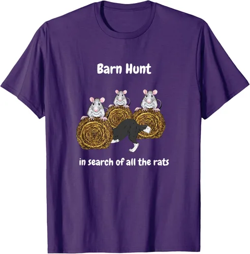 Vista 43 de Funny Barn Hunt - En busca de las ratas con Border Collie Camiseta, Negro