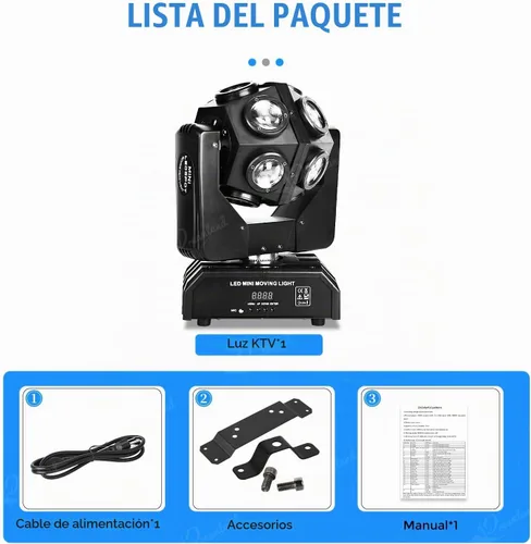 Vista 7 de Dreamland Luces de DJ con cabezal móvil, luces LED de rotación RGBW con control automático de sonido DMX, iluminación estroboscópica de discoteca