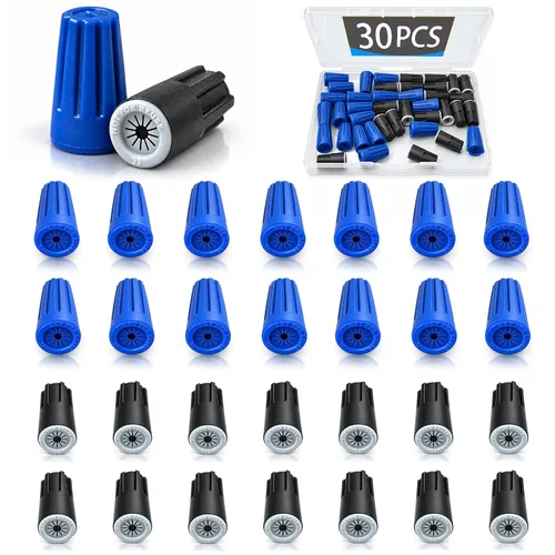 Vista 10 de 30 piezas de conectores de alambre eléctrico impermeables 22AWG-14AWG, tuercas de torsión impermeables para exteriores, tapas de terminal de cable