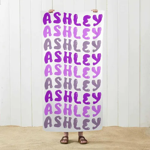 Vista 8 de MyPupSocks Toalla de playa personalizada – Toalla de piscina personalizada de piñas – Morado Personaliza con tu nombre