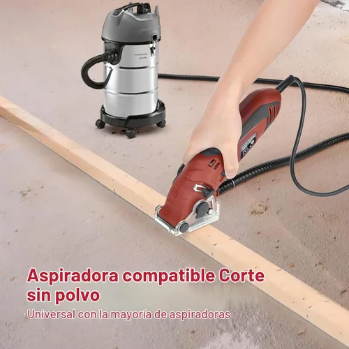 Vista 6 de Sierra circular mini con cable, 400W 110V 3400RPM multifunción manual con 6 hojas, profundidad máxima de corte ½ pulgada, sierra circular compacta
