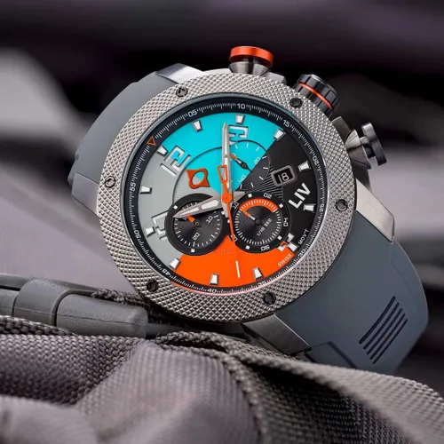Vista 4 de LIV GX1 - Reloj clásico resistente con cronógrafo suizo de 177 pulgadas 316L SS 3D multicapa con fecha rápida resistente a los arañazos resistente