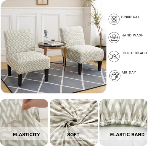 Vista 2 de HAOYONG - Funda de silla sin brazos de acento, funda elástica para silla deslizante con estampado, fundas protectoras para muebles, fundas