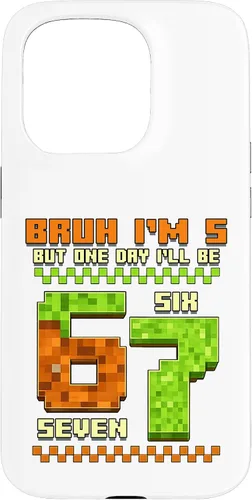 Vista 14 de Bruh I'm 5 But One-Day I'll Be 67 Retro 5th Birthday Kids Case for iPhone 17