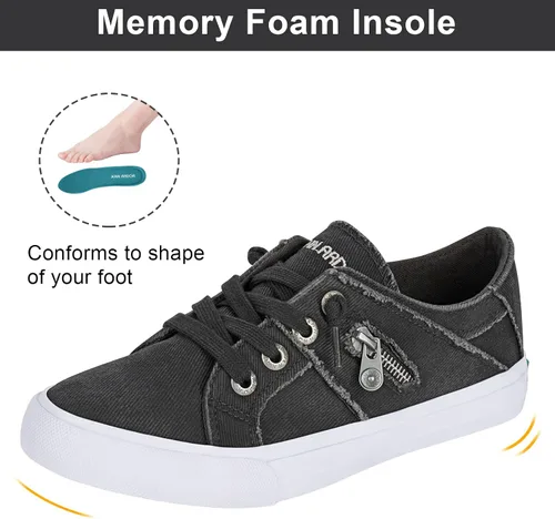 Vista 3 de JENN ARDOR Zapatos deportivos de moda para mujer, zapatos de lona para mujer, cómodos zapatos planos para caminar, zapatos casuales para mujer