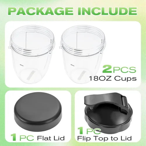 Vista 20 de Vasos de licuadora de repuesto para licuadora Nutribullet de 18 onzas con tapa, compatible con Nutribullet 600 W 900 W licuadora exprimidor