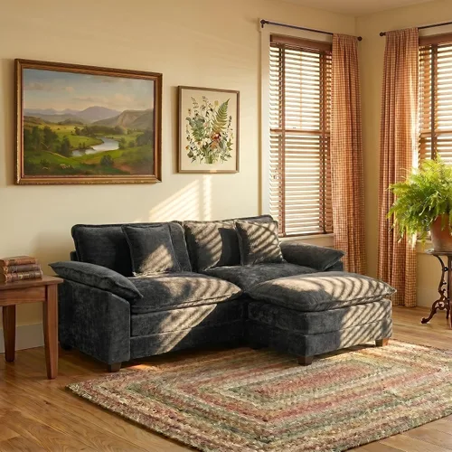 Vista 65 de Sofá modular modular de felpilla beige de 78 pulgadas para sala de estar, sofá modular de felpilla beige para sala de estar, sofás para sala