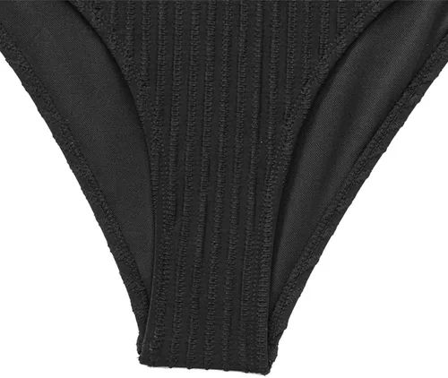 Vista 4 de Beawaenn Bikini acanalado para mujer, traje de baño de cintura alta con control de abdomen, 2 piezas