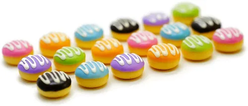 Vista 4 de 1shopforyou 20 piezas de mini detalles de dona de color crema – Pequeñas piezas de exhibición para decoración del hogar y estilo artesanal