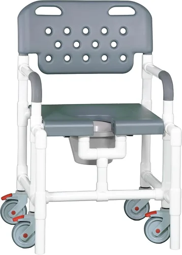 Vista 2 de IPU PLT8250 MS Silla de ducha con ruedas de tamaño mediano para usar sobre el inodoro, en la ducha y como un comodín de mesa... (azul)