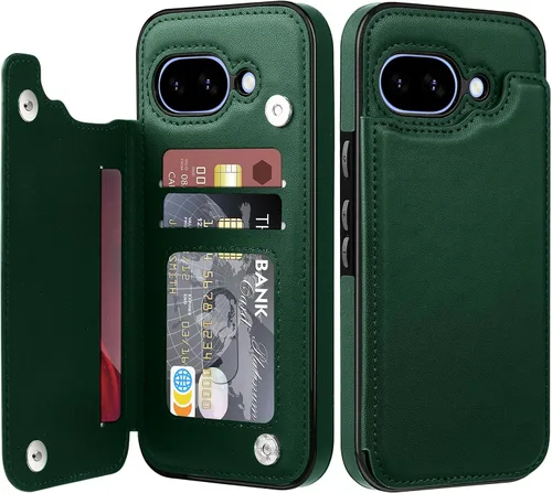 Vista 16 de Bizzib para Google Pixel 6A Funda de cuero tipo cartera con tarjetero, cubierta tipo libro con pata de pie, cierre magnético, funda protectora a