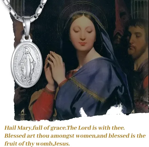 Vista 7 de GOLDCHIC JEWELRY Cruz INRI Crucifijo Colgante Collar, Virgen María Milagrosa Medalla Collares, Jesús Christain Jewelry
