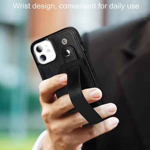Vista 2 de Funda de teléfono diseñada para iPhone 11/Eleven con protector de pantalla, correa de muñeca ajustable, ranura para tarjeta de crédito, delgada, a