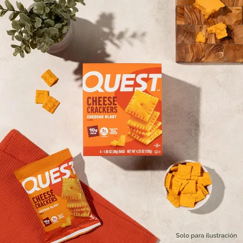 Vista 7 de Galletas de queso Quest Nutrition, explosión de cheddar, 10g de proteína, 5g de carbohidratos netos, 1g de azúcar, hechas con queso real, snack alto